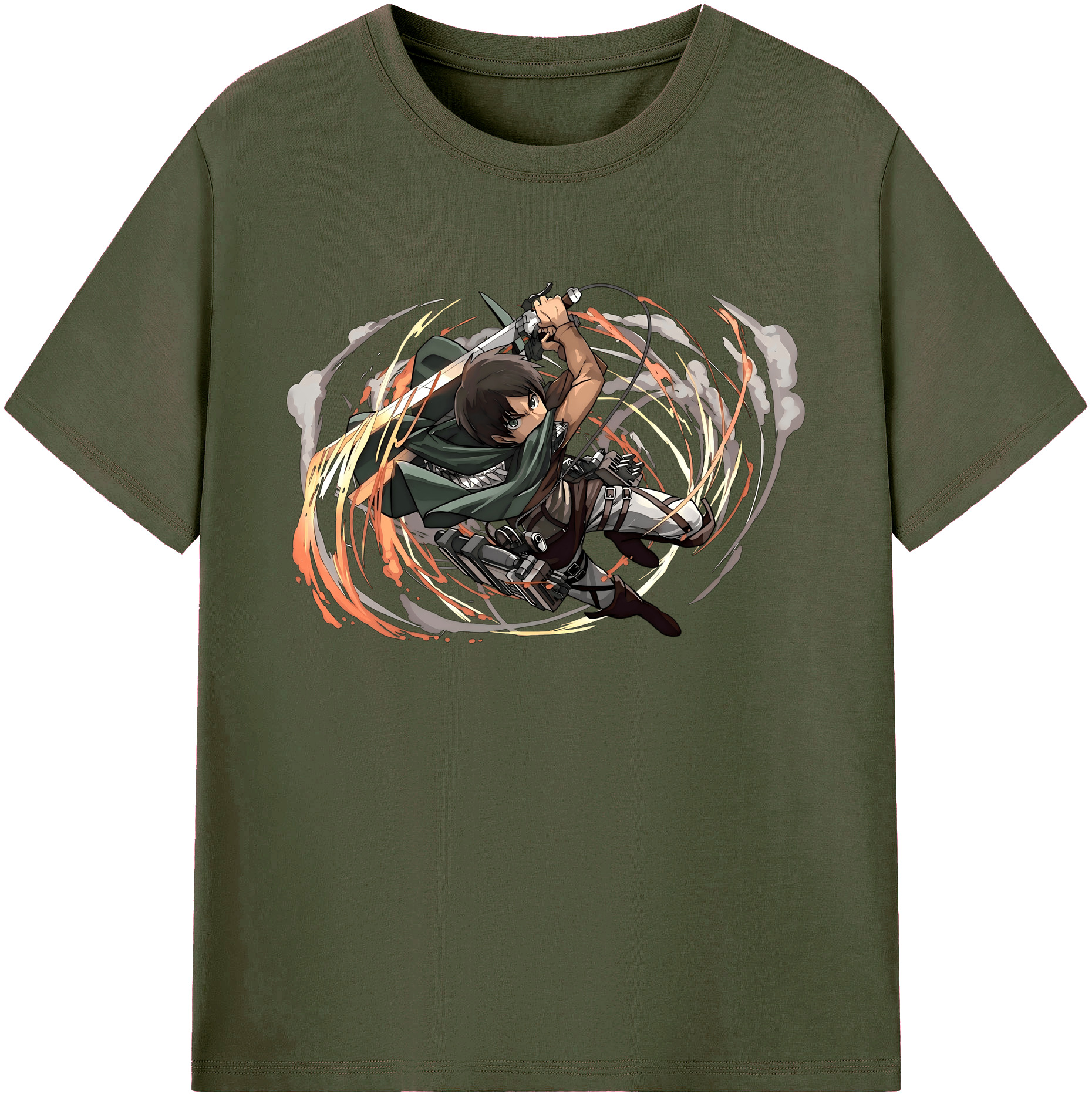 （画像用） 進撃の巨人 エレン･イェーガー Attack on Titan Eren Jäger 綿100％ メンズ半袖Tシャツ｜肌触りやわらか＆通気性